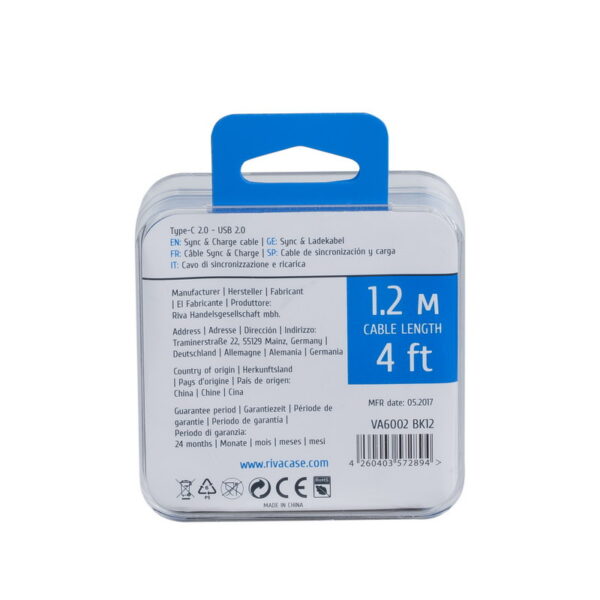 Kaabel USB 2.0 1,2m Type-C must, RivaCase EOL