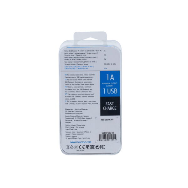 Laadija Apple kaabliga 1 USB pesaga 1,0A valge, Rivacase/12