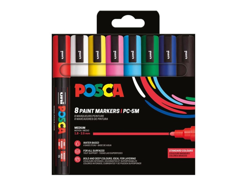 Markerid Posca PC-5M, 8tk põhivärvid