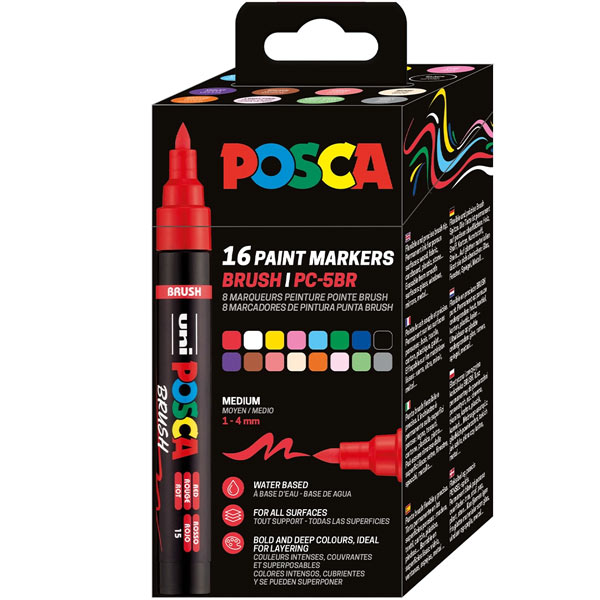 Markerid Posca PC-5BR, 16tk pintselotsaga
