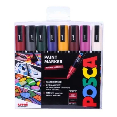 Markerid Posca PC-5M, 8tk tumedad toonid