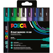 Markerid Posca PC-5M, 8tk külmad toonid