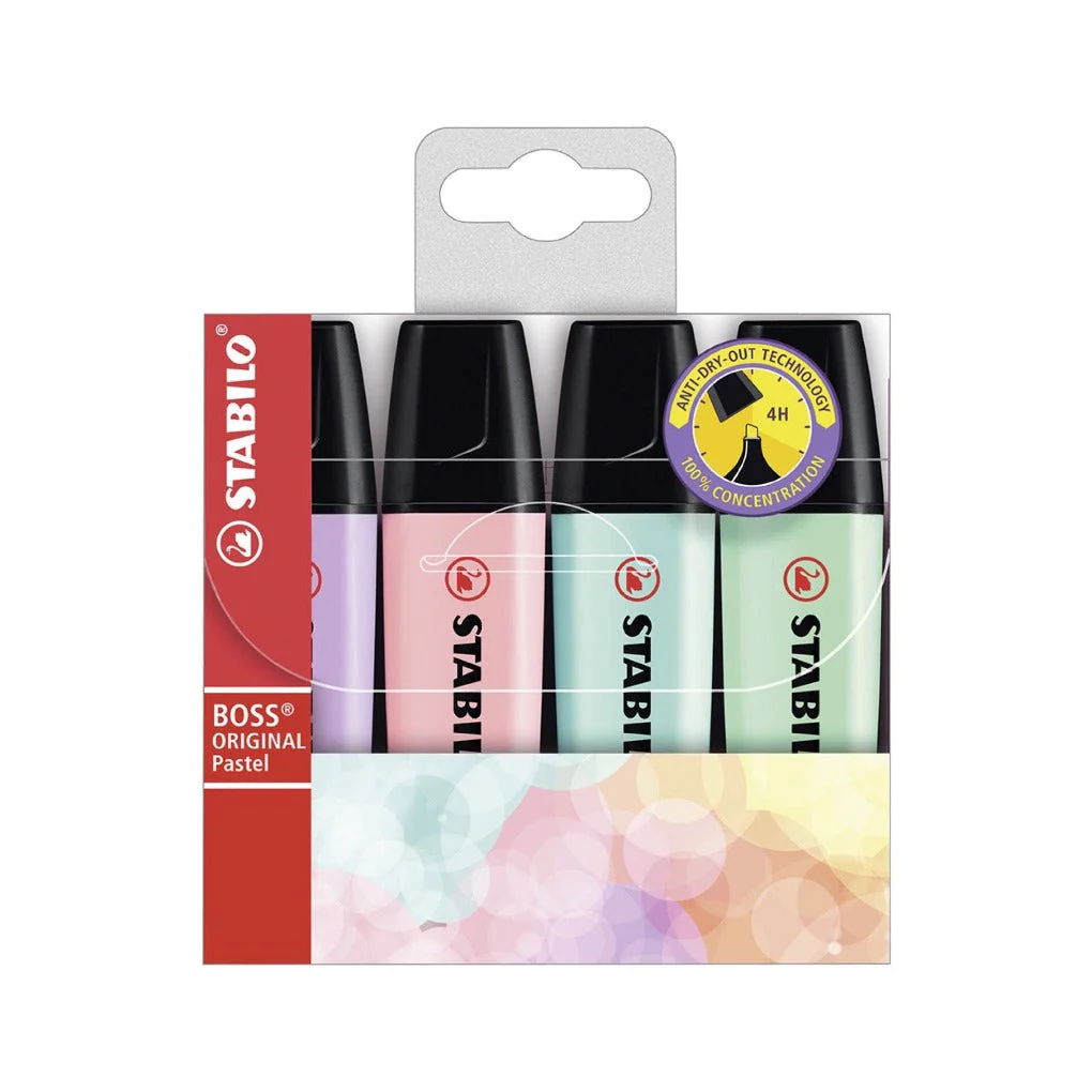 Tekstimarkerid Stabilo Boss Pastel 4 värvi