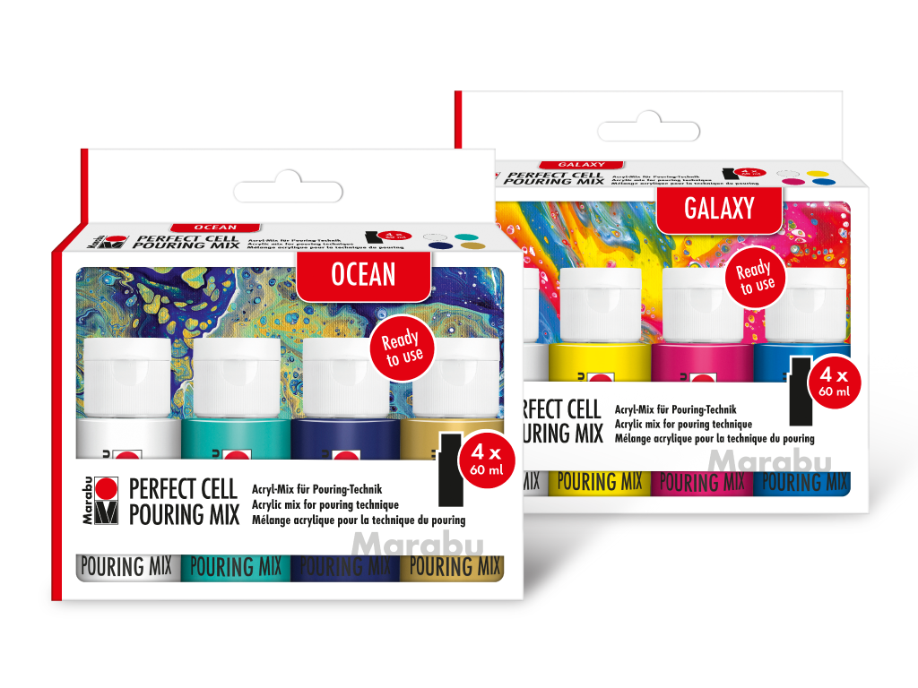 Akrüülvärvi valamise komplekt Marabu Pouring Ocean/Galaxy
