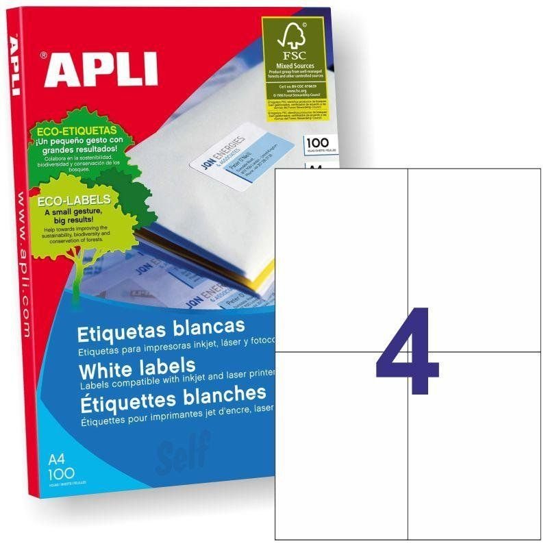 Etikett iseliimuv APLI, 4tk A4 lehel